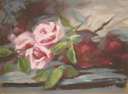 One of my very first pastel paintings, a copy of Frans Mortelmans Rose painting